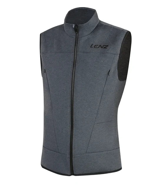 A grey Lenz Men's Heat Vest 2.0 that features advanced heating elements.