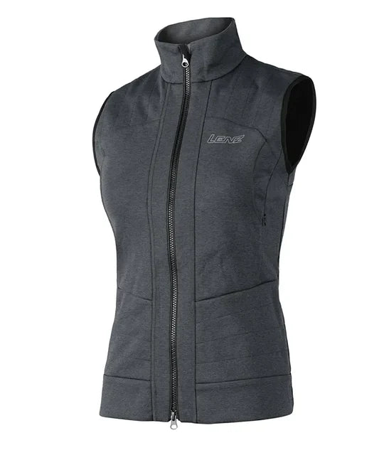 A grey Lenz Women's Heat Vest 2.0 that features an advanced heating system throughout the vest.