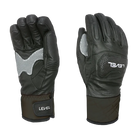 Pair of Level Race Gloves featuring premium waterproof goat leather construction, padded knuckle and finger impact protection, silicone palm grip, and adjustable neoprene wrist cuffs.