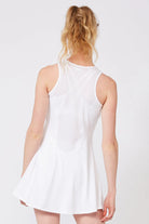 Lija Breeze Women's Tennis Dress featuring lightweight stretch performance fabric, moisture-wicking comfort, breathable construction, and elegant athletic styling.