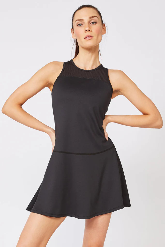 Lija Breeze Women's Tennis Dress featuring lightweight stretch performance fabric, moisture-wicking comfort, breathable construction, and elegant athletic styling.