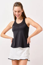 Lija Elite Force Women's Tennis Tank featuring lightweight performance fabric, moisture-wicking comfort, breathable construction, and athletic styling.