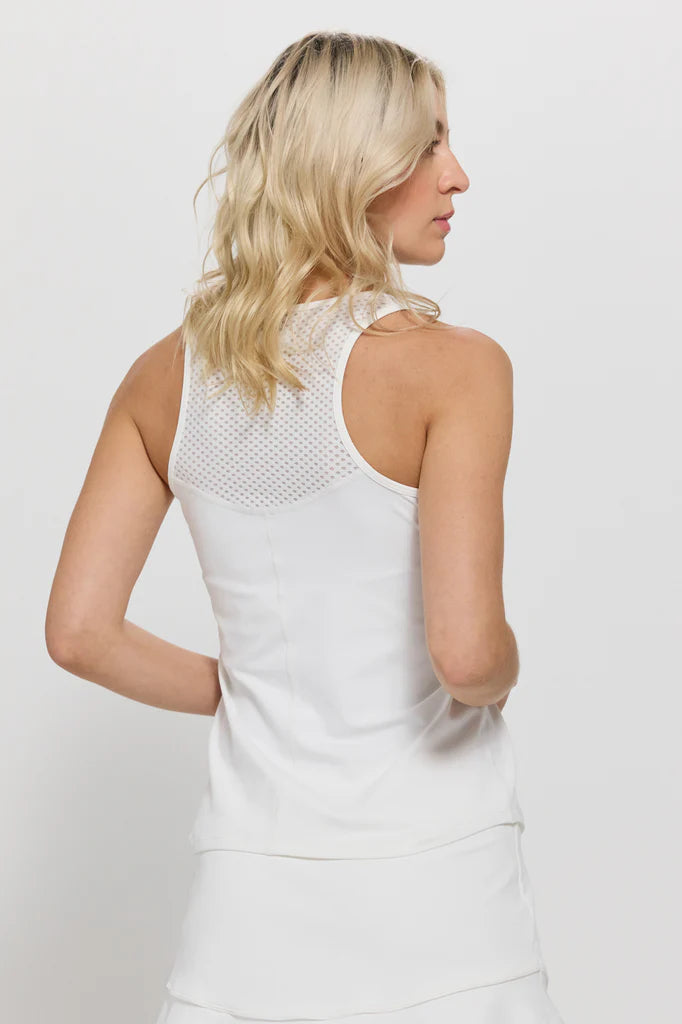 Lija Elite Force Women's Tennis Tank featuring lightweight performance fabric, moisture-wicking comfort, breathable construction, and athletic styling.