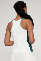Lija Elite Ladder Women's Tennis Tank featuring lightweight performance fabric, moisture-wicking comfort, breathable construction, and athletic styling.