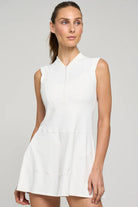 Lija Elite Main Event Women's Tennis Dress featuring lightweight stretch performance fabric, moisture-wicking comfort, breathable construction, and athletic styling.