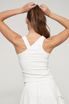 Lija Elite Women's Offset Tennis Tank featuring lightweight performance fabric, moisture-wicking comfort, breathable construction, and athletic styling.