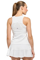 LIJA Sportif Peek Women's Tennis Tank featuring lightweight stretch fabric, moisture-wicking performance, sleeveless design, and an athletic fit.