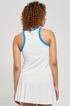 Lija Women's Elite Doubles Tennis Tank featuring lightweight performance fabric, moisture-wicking comfort, athletic fit, and breathable design.