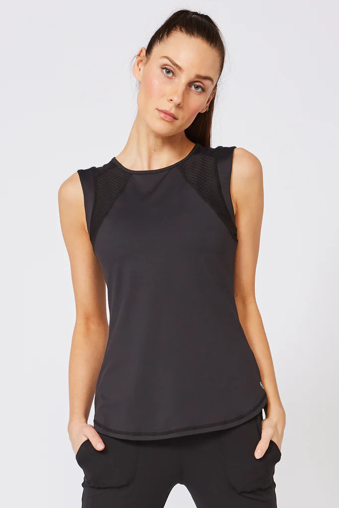 Lija Women's Elite Power Tennis Tank featuring lightweight performance fabric, moisture-wicking comfort, athletic fit, and breathable design.