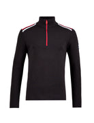 A black Newland Men's Heracles 1/2 Zip T-Neck sweater that is moisture-wicking, breathable, and stretchable.