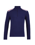 A navy blue Newland Men's Heracles 1/2 Zip T-Neck sweater that is moisture-wicking, breathable, and stretchable.