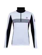 A white and black Newland Men's Jupiter 1/2 Zip t-neck sweater that is moisture-wicking, breathable, and stretchable.