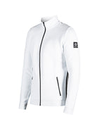 A white Newland Men's Valtournenche Jacket that is lightweight, breathable, stretchable, and moisture-wicking.