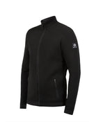 A black Newland Men's Valtournenche Jacket that is lightweight, breathable, stretchable, and moisture-wicking.