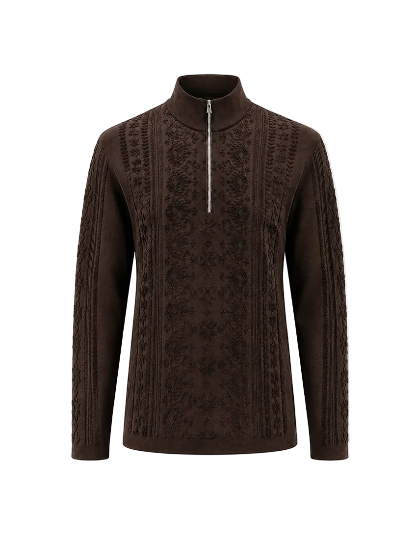 Newland Women’s Calyra 1/2 Zip Sweater featuring DHtech Soft Relief technical polypropylene knit, textured jacquard detailing, and a half-zip high collar.