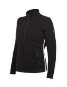 A black Newland Women's Senales Full Zip Sweater that is moisture-wicking, breathable, stretchable, and lightweight.