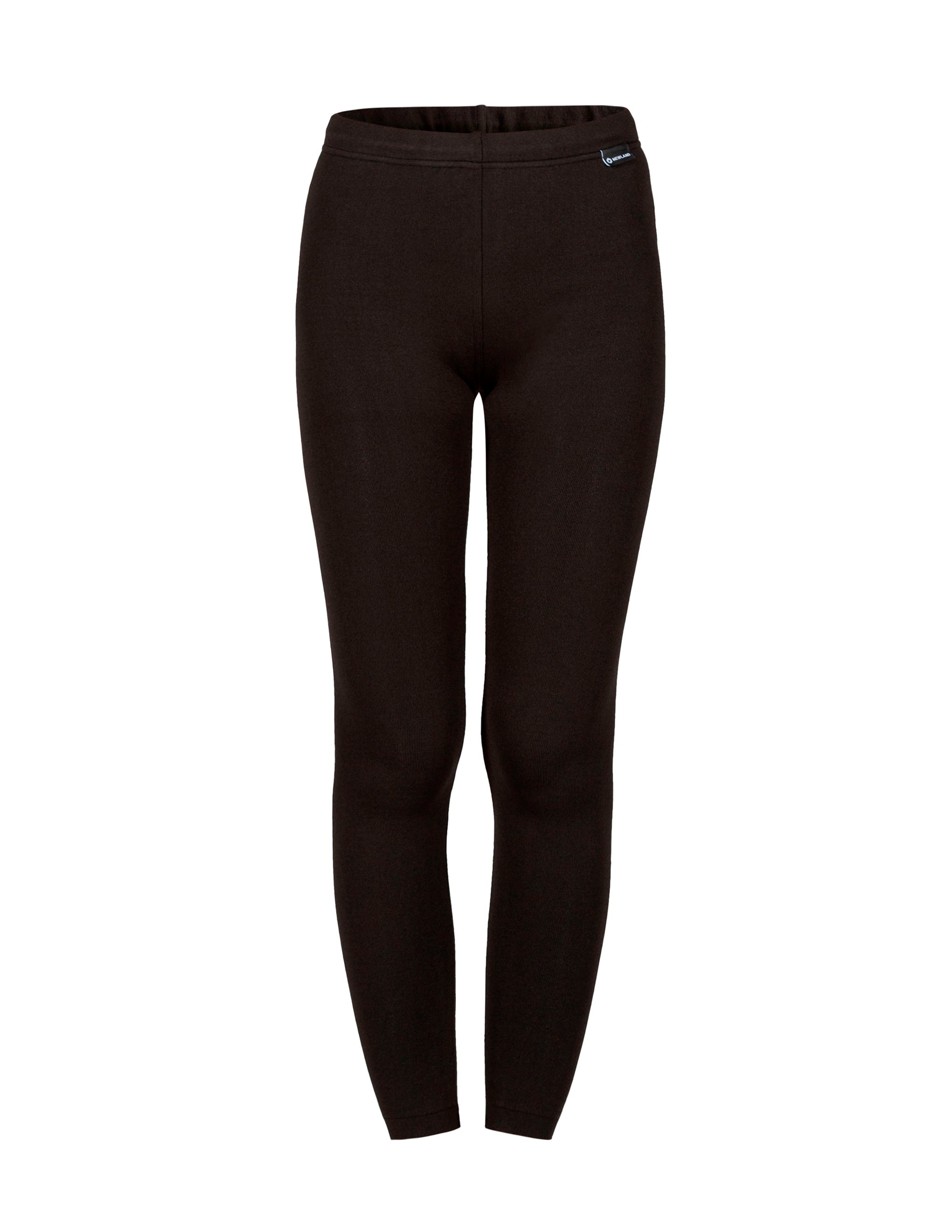 A pair of black Newland Women's Sierra Nevada Leggings that are moisture-wicking, breathable, and stretchable.