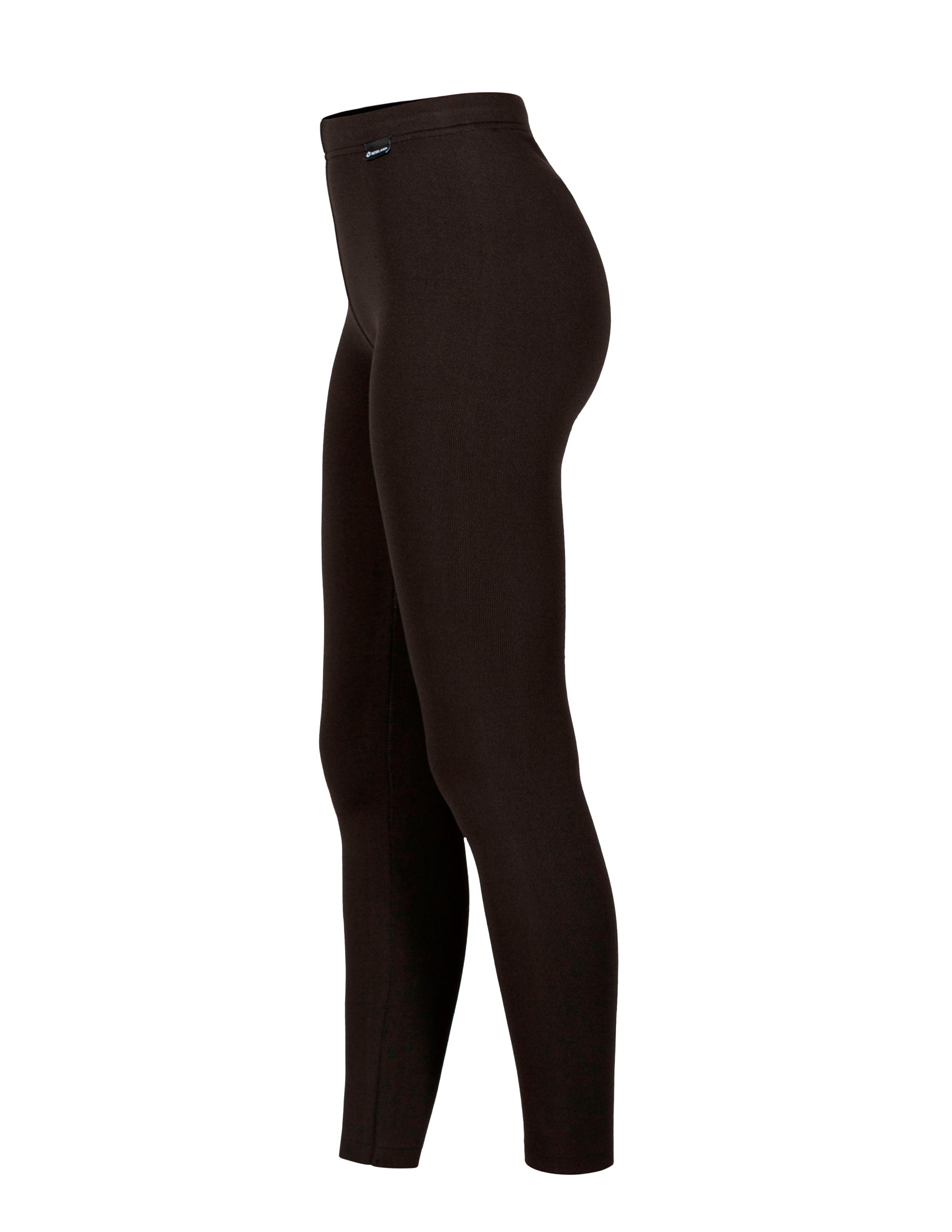 A pair of black Newland Women's Sierra Nevada Leggings that are moisture-wicking, breathable, and stretchable.
