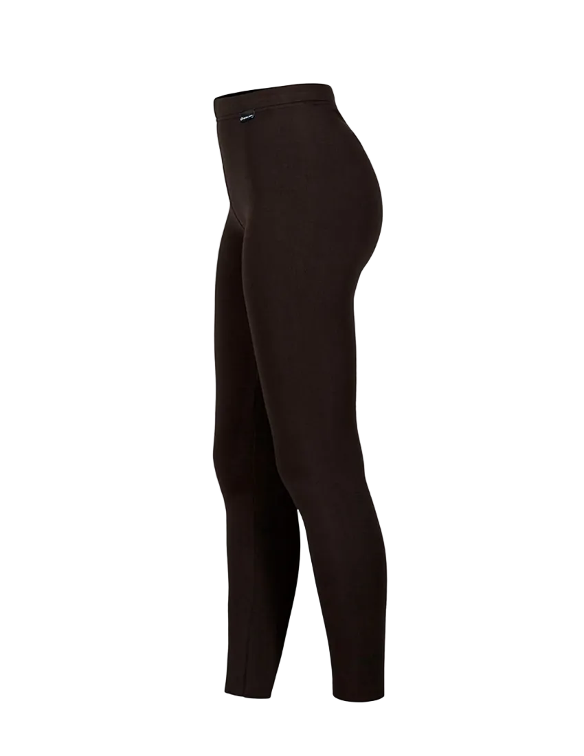 A pair of black Newland Women's Sierra Nevada Leggings that are moisture-wicking, breathable, and stretchable.