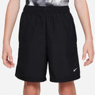 Nike Boys' Dri-FIT Multi Woven Shorts featuring lightweight woven fabric, moisture-wicking technology, and an athletic fit for active kids.
