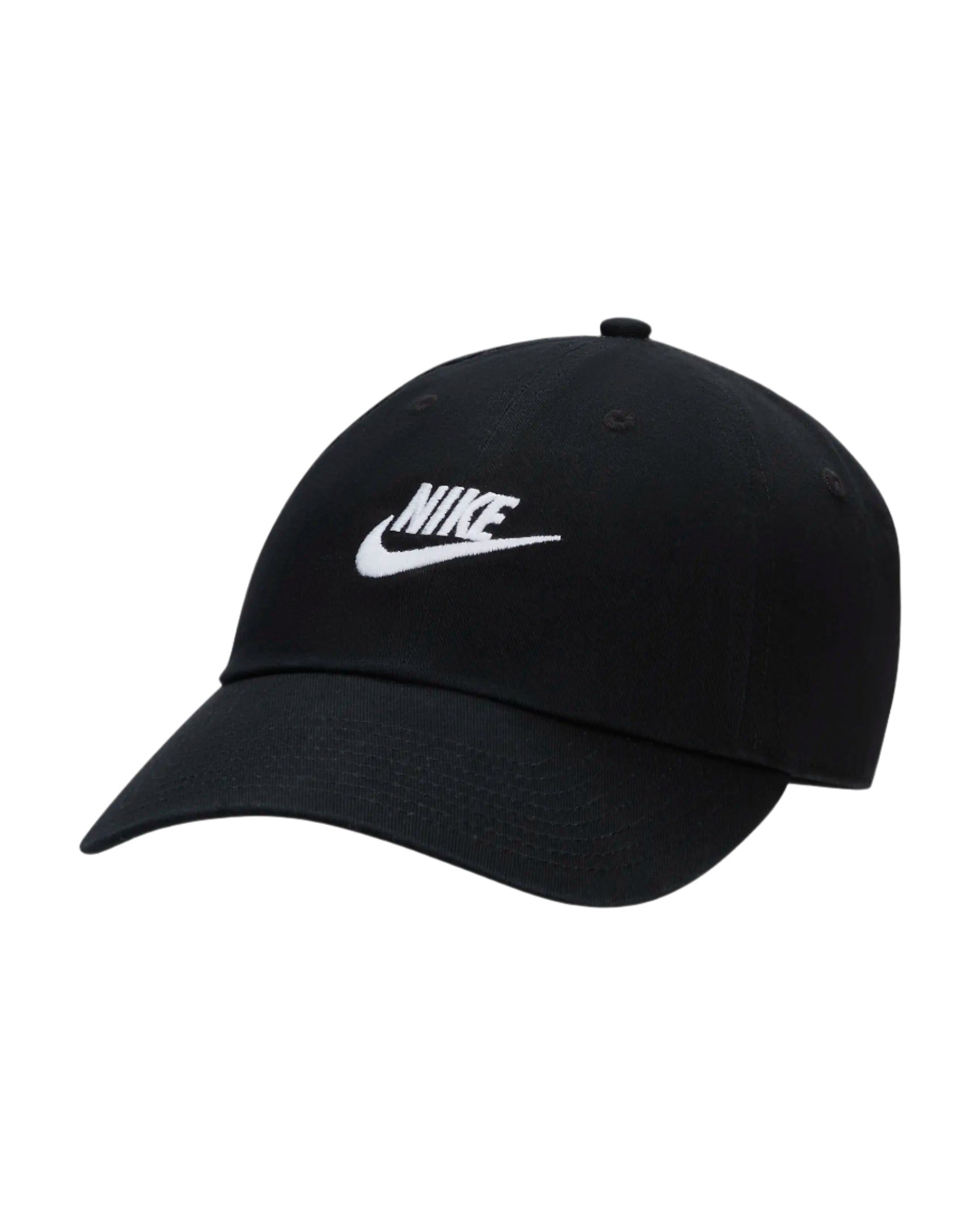 Nike Club Unstructured Futura Wash Cap featuring a washed finish, embroidered Nike logo, curved brim, and adjustable closure.