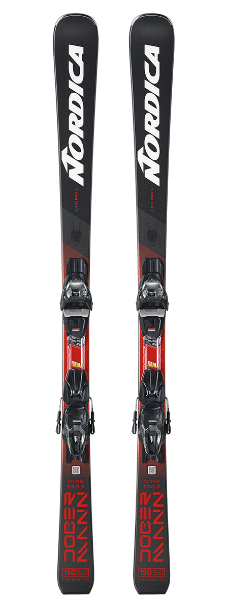 Nordica Dobermann Combi Pro S junior race skis with FDT 7.0 bindings for slalom and giant slalom training, 2027 model.