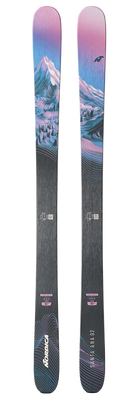 Nordica Santa Ana 92 Skis 2027 in Lavender Blue Black, women's all-mountain skis with 92 mm waist and TSM Pulse Core construction.