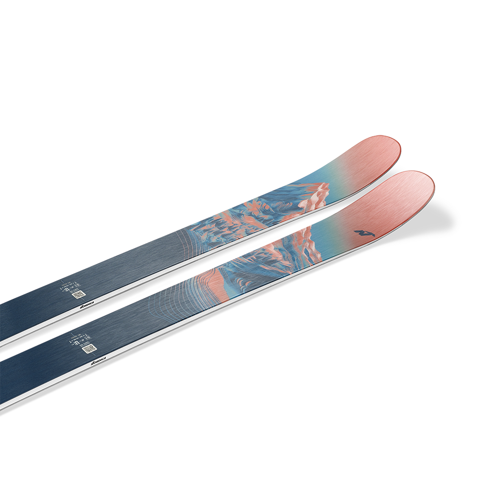 A pair of 2027 Nordica Santa Ana 97 skis that are intended for female skiers and are designed for all-mountain skiing.