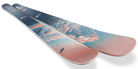 Nordica Santa Ana 97 Skis 2027 in Salmon, Turquoise and Navy with 97 mm waist and TSM Pulse Core construction.
