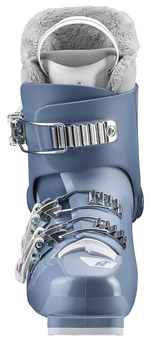 Nordica Speedmachine J3 Junior Ski Boots with three aluminum buckles, lightweight Triax shell and adjustable flex system.