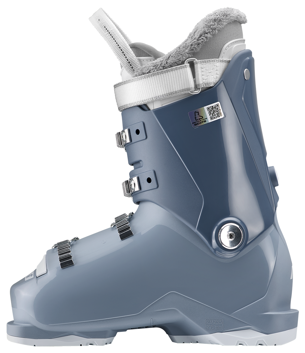 Nordica Speedmachine J4 Junior Ski Boots with four aluminum buckles, lightweight Triax shell, 25 mm power strap and Comfort Fit liner.