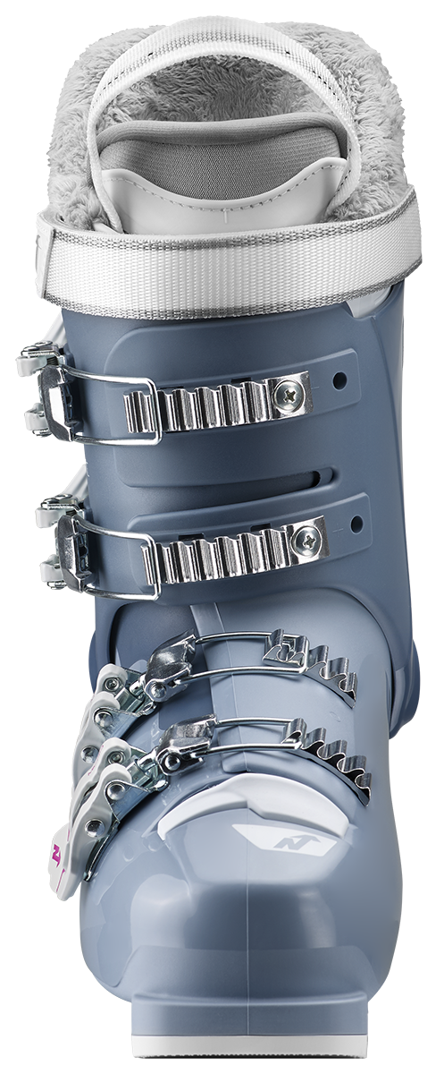 Nordica Speedmachine J4 Junior Ski Boots with four aluminum buckles, lightweight Triax shell, 25 mm power strap and Comfort Fit liner.