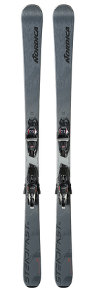 Nordica Steadfast 85 DC Skis 2027 in Grey Blue and Anthracite with TPX 12 bindings and Energy Ti Double Core construction.