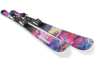 Nordica Unleashed J junior freeride skis with FDT 7.0 bindings, featuring Twin Rocker and a playful twin-tip design for all-mountain skiing.
