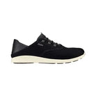 A black Olukai Mens 'Alapa Li Shoe featuring a collapsible heel on a white background