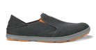Grey Olukai Men's Nohea Mesh slip-on shoe with orange accents on a white background