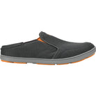 Grey Olukai Men's Nohea Mesh slip-on shoe with orange accents on a white background