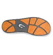 Grey Olukai Men's Nohea Mesh slip-on shoe with orange accents on a white background