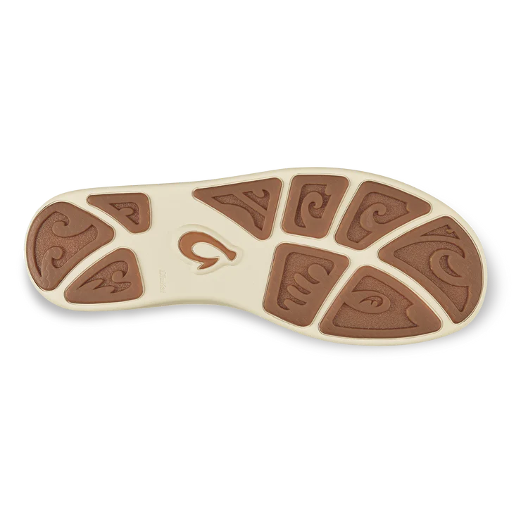 A black Olukai Men's Nohea Moku shoe on a white background