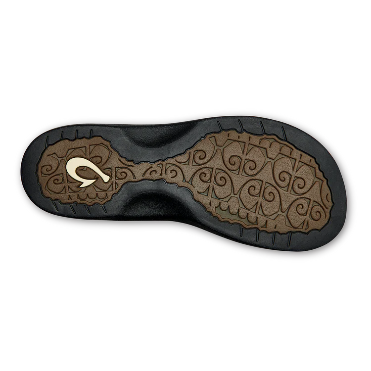 A black Olukai Women's Ohana flip-flop sandal on a white background
