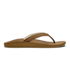 A brown leather Olukai Womens Southshore flip-flop sandal on a white background