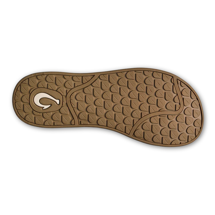 A brown leather Olukai Womens Southshore flip-flop sandal on a white background