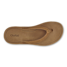 A brown leather Olukai Womens Southshore flip-flop sandal on a white background