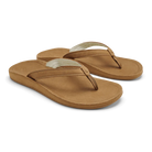 A pair of brown leather Olukai Womens Southshore flip-flop sandals on a white background