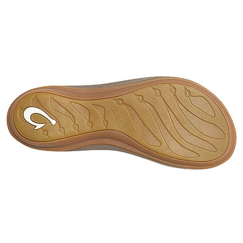 A brown leather Olukai Women's U'i sandal on a white background