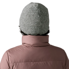 Rear view of a birch white Patagonia Better Sweater Beanie featuring 100% recycled polyester sweater-knit fleece fabric, a doubled cuff design, and a low-profile construction.