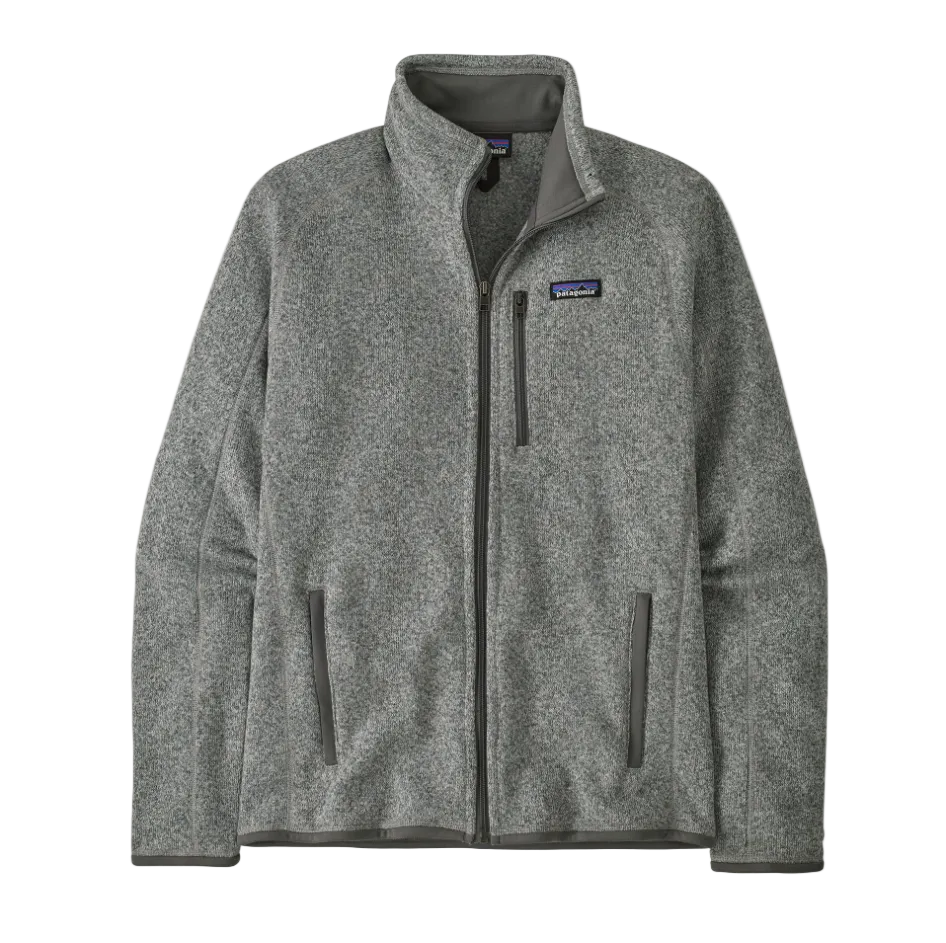 A stonewash men's Patagonia Better Sweater jacket that is made from recycled polyester and features a full-zip design.