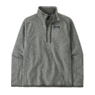 A men's Stonewash Patagonia Better Sweater 1/4 Zip sweater that is made from recycled polyester and is stretchable and breathable.