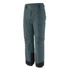 Front view of the Patagonia Men's Insulated Storm Shift Pants featuring a 2-layer GORE-TEX ePE fabric shell, 60g Thermogreen 100% recycled polyester insulation, an adjustable waist with dual-snap closure and belt loops, watertight zippered handwarmer and thigh pockets, mesh-lined thigh ventilation zips, articulated knees, inner ankle scuff guards, internal boot gaiters with gripper elastic, and an integrated RECCO reflector.