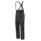 Front view of the Patagonia Men's PowSlayer Bib Pants featuring a 3-layer GORE-TEX Pro shell construction with a 100% recycled nylon face fabric, a low-profile bib with adjustable elastic suspenders, a full-coverage drop-seat configuration, watertight Vislon side ventilation zippers, dual thigh cargo pockets, a central chest pocket, inner ankle scuff guards, internal boot gaiters with gripper elastic, and a built-in RECCO reflector.